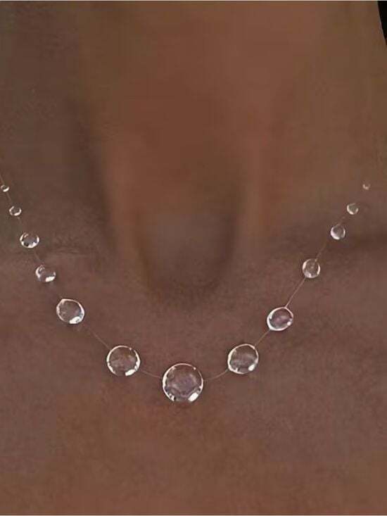 Big Jewelry Co Jewelry - Clear Crystal Station Necklace - Minimal Sparkle for Women